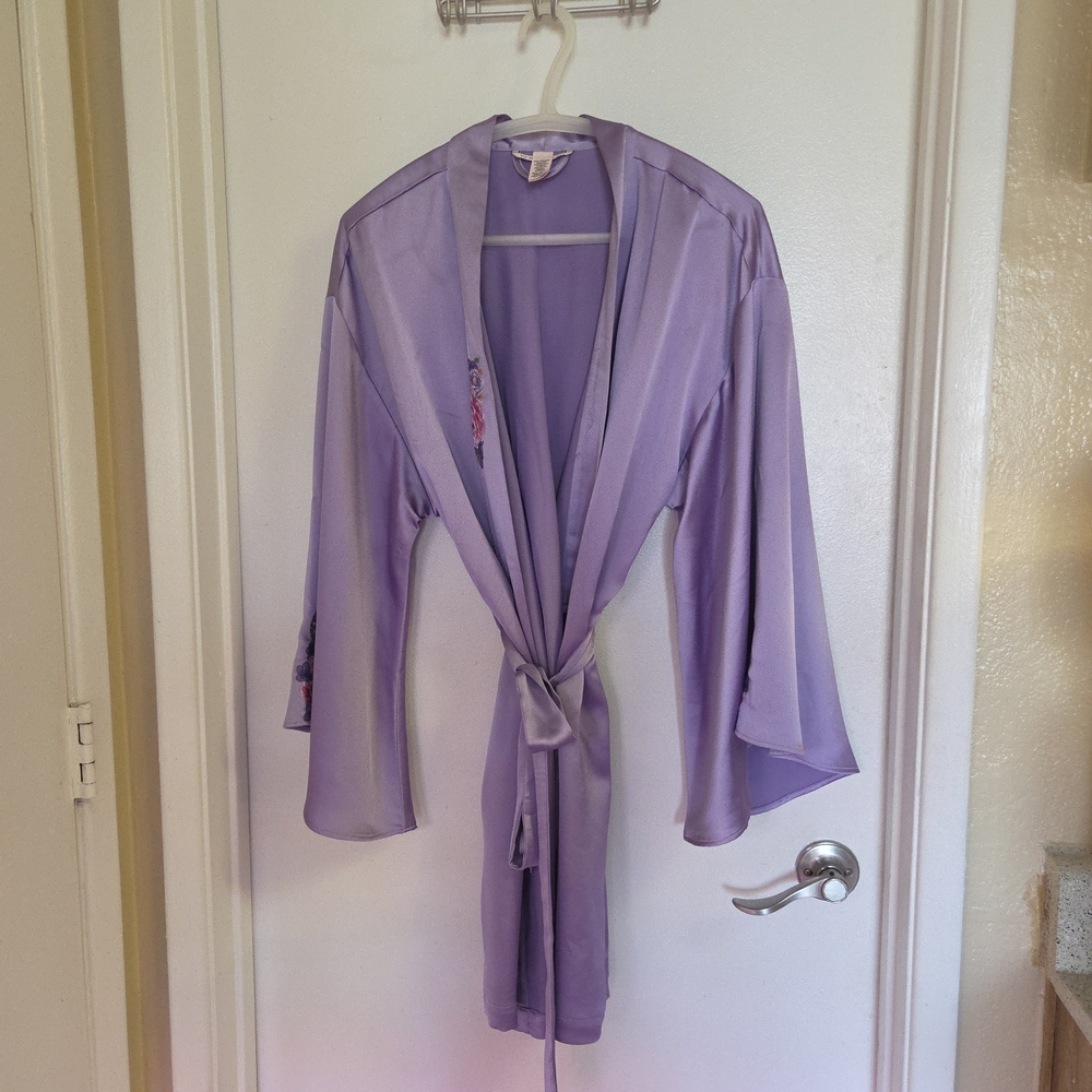 Women's Lavender Satin Tie-Waist Robe  - Available until 4/19